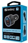 SANDBERG Car Charger 3in1 130W USB-C PD