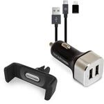 RealPower KFZ-Ladeger&auml;t Set + Kabel + Halterung Smartphone