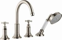 Hansgrohe 4-Loch Wannenarmatur Axor Montreux F-Set Fliese brushed nickel m.Kreuzgr.,