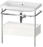 Duravit Happy D.2 Plus c-shaped Set mit Metallkonsole und Schubkasten Wei&szlig; Hochglanz