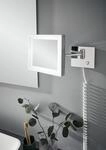 emco LED-Kosmetikspiegel pure 1-armig, 3-fach, eckig, Stecker, 203x 203 mm, chrom,