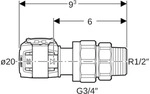 Geberit FlowFit &Uuml;bergangsverschraubung mit AG 620581001