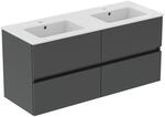 Ideal Standard M&ouml;belpaket Eurovit+ m.WT 121cm Weiss u.Schrank 120cm 4Ausz. Hgl.grau