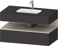 Duravit Qatego Einbauwaschtisch mit Konsolenwaschtischunterbau Graphit Supermatt