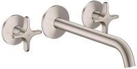 Hansgrohe 3-Loch Waschtischarmatur AXOR One Unterputz Wandm. 220mm Kreuzgriff