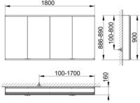 Keuco Royal Modular 2.0 Spiegelschrank, beleuchtet, Einbau,ohne Steckdose,
