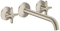 Hansgrohe 3-Loch Waschtischarmatur AXOR One Unterputz Wandm. 220mm Kreuzgriff brushed