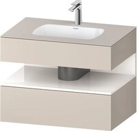 Duravit Qatego Einbauwaschtisch mit Konsolenwaschtischunterbau Taupe & Wei&szlig;
