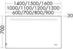 Burgbad Leuchtspiegel Sys30 PG4 Sana 700x1400x30 Sys30 PG4 Sana, SIIX140PN416