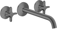 Hansgrohe 3-Loch Waschtischarmatur AXOR One Unterputz Wandm. 220mm Kreuzgriff brushed
