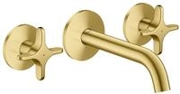 Hansgrohe 3-Loch Waschtischarmatur AXOR One Unterputz Wandm. 160mm Kreuzgriff brushed