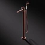 Steinberg Serie 355 Freistehende Wannen-Armatur, Kupfer geb&uuml;rstet / Calacatta...