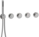 Herzbach MODUL7 PUSH Thermostat-Farbset 3 Verbraucher Edelstahl, 70.703003.1.09