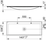 Keuco Keramikwaschtisch Edition 11 31160, B: 1405, H: 17, T: 538 mm, mit