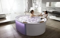 Hoesch Badewanne Ergo+ Oval 2000x1600 freistehend Weiss/Chrom/Glas Schwarz