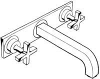 Hansgrohe 3-Loch Waschtischarm.Axor Citterio Wand F-Set lang chrom m.Platte/Kreuzgr.,