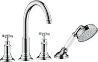 Hansgrohe 4-Loch Wannenarmatur Axor Montreux F-Set f.Wannenrand chrom m.Kreuzgriffen,