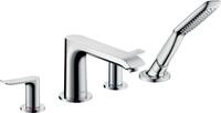 Hansgrohe 4-Loch Wannenarmatur Metris F-Set chrom Wannenrandmontage, 31442000