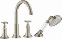 Hansgrohe 4-Loch Wannenarmatur Axor Montreux F-Set Wanne brushed nickel m.Kreuzgr.,