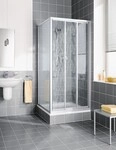 Kermi Gleitt&uuml;r Nova 2000 STD 1000x1850, silber mattglanz, Kunstglas Kerolan Fontana