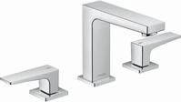 Hansgrohe 3-Loch Waschtischarmatur 110 Metropol chrom mit Push-Open Ablaufgarnitur,