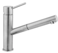 Herzbach Design iX Sp&uuml;ltischarmatur , mit herausziehbarer Brause Edelstahl ,