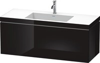 Duravit L-Cube c-bonded Set wandh&auml;ngend Schwarz Hochglanz 1200x480x500 mm -