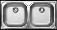 Neuesbad 2-Becken Sp&uuml;le ohne Abtropffl&auml;che, Satiniert, 780x435x150, 3, 5'' mit