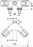 Schell NA-Doppelventil COMFORT mit RFV IG 1/2 " " chrom mit Schlauchanschluss