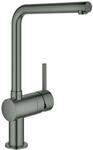 GROHE Einhand-Sp&uuml;ltischbatterie Minta 31375 L-Auslauf hard graphite geb&uuml;rstet,
