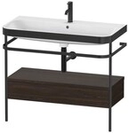 Duravit Happy D.2 Plus c-bonded Set mit Metallkonsole und Schubkasten Nussbaum