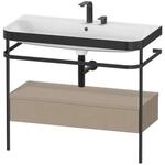 Duravit Happy D.2 Plus c-bonded Set mit Metallkonsole und Schubkasten Leinen Matt