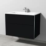 Sanipa 3way Glas-Set Glas-Waschtisch und Unterbau mit 2 Ausz&uuml;gen, Schwarz-Matt