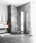 Kermi Eck-Halbteil links Diga F2L 1200x2000, silber hochglanz, ESG Opaco mit