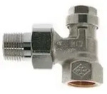 Radiator-Verschraubung Heimeier Regulux Eckform, DN 15, Rotguss vernickelt