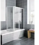 Kermi Faltwand Vario 2000 FW3 0500x1400, silber mattglanz, Kunstglas Kerolan Perl