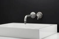 Herzbach deep ix Waschtisch Wandarmatur 80 gebogener Auslauf 210, Edelstahl matt