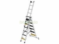 Stufen-Mehrzweckleiter 3-teilig mit nivello®-Traverse und clip-step R13 3x6 Stufen