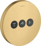 Axor ShowerSelect Absperrventil rund f&uuml;r 3 Verbraucher Unterputz - Brushed Gold