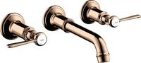 Axor Montreux 3-Loch Waschtischarmatur Hebelgriff Unterputz - Polished Red Gold...