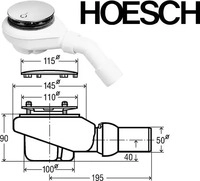 Hoesch Compact 90 Ablaufarmatur mit runder Ablaufabdeckung in Chrom - 60329.305