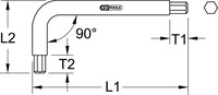 KS Tools TITANplus Winkelstiftschl&uuml;ssel Innensechskant, 3 mm, 66 mm lang -...