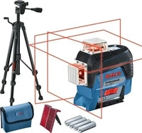Bosch Professional Linienlaser GLL 3-80 C mit 4 x 1,5 V-LR6-Batterie, Baustativ...