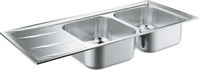Grohe K400 Doppel-Einbausp&uuml;le mit Abtropffl&auml;che 1160 x 500 mm - Edelstahl -