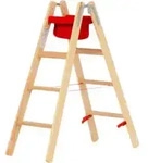 Hymer Holz-Stufenstehleiter, beidseitig begehbar, 2x4 Stufen