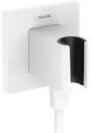 hansgrohe Wandanschluss Fixfit E eckig, mit Brausehalter, mattwei&szlig;