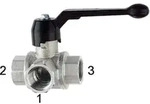 Riegler 3-Wege-Kugelhahn, Standard, L-Bohr., Messing vern., Rp 1/4, DN 8