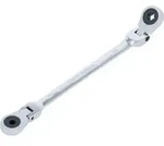 BGS Doppel-Ratschen-Ringschl&uuml;ssel, abwinkelbar, mit E-Profil Ringk&ouml;pfen, SW E6 x E8
