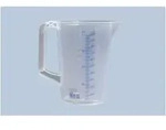 H&uuml;nersdorff Messkanne 1.000 ml, PP, 2 Skalen geschlossener Griff, transparent