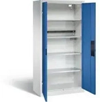 C+P Akku-Ladeschrank f&uuml;r 5 E-Werkzeuge, H1950xB930xT500mm, Enzianblau/Lichtgrau